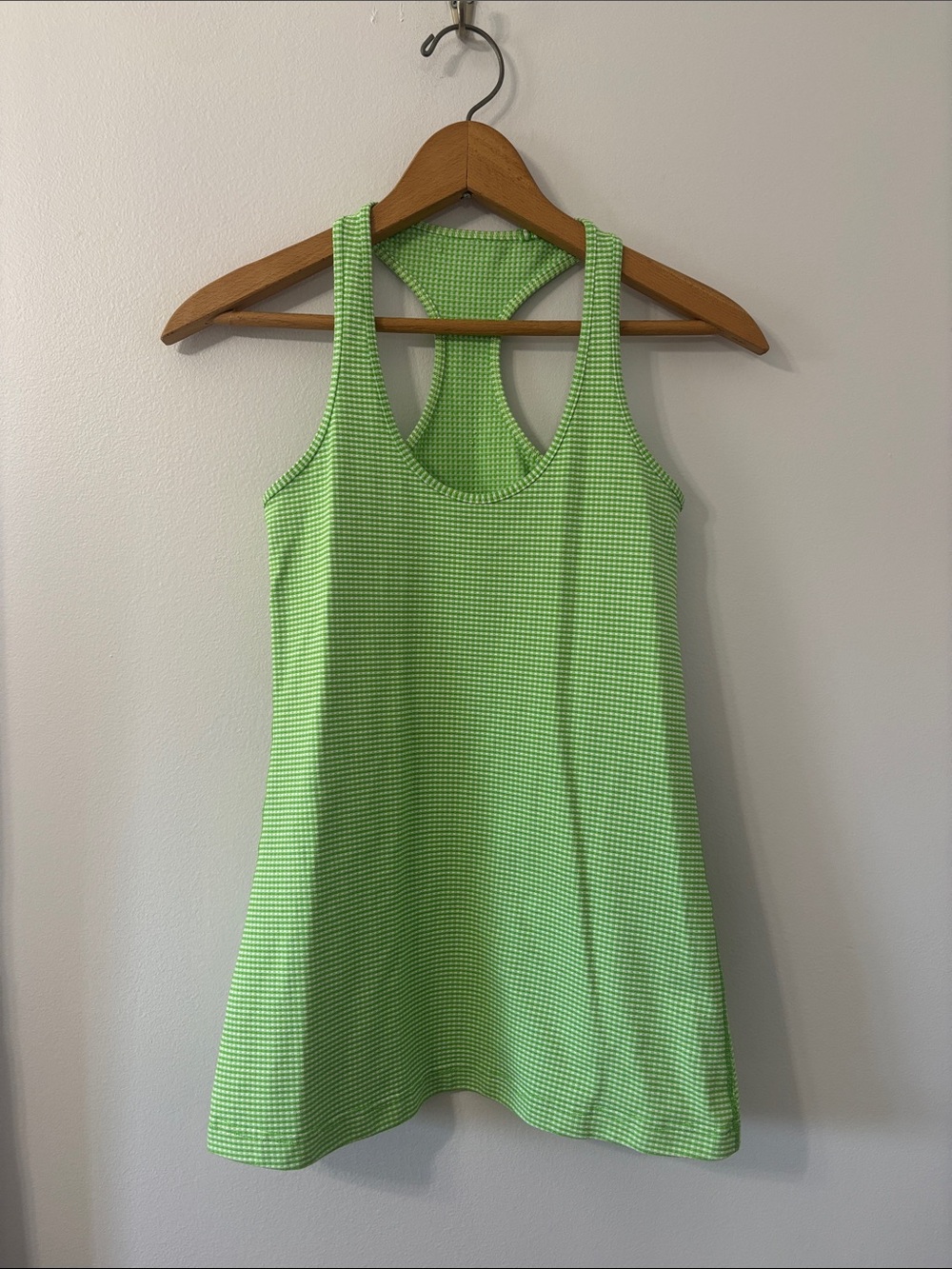 lululemon athletica Lime Green Gingham Racerback Tank Top